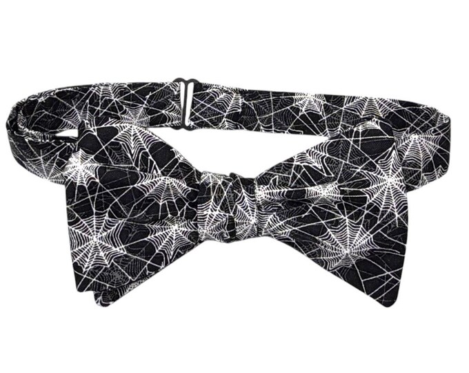 Halloween Spider Web Bow Tie: Handmade Cotton Self-Tie, Adjustable