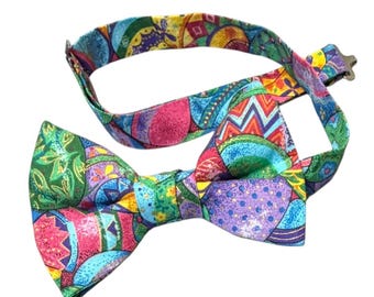 Pretied Bow Tie - Easter Holiday Multi-Colored Celebration - Adult Men's Sizing - Crafted in the USA