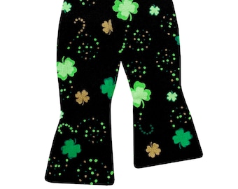 Saint Patrick's Day Self-Tie Bow Tie - Green Shamrocks - Adult Men's Sizing - Handcrafted in the USA