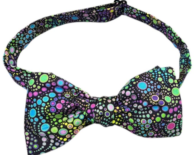 Mardi Gras Dotted Bow Tie – Cotton, Adjustable, Self-Tie or Pretied (Men's)