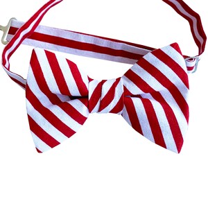 Handmade Pre-tied Bow Tie - Red and White Candy Cane Stripe Holiday Celebration - Adult Mens to Baby Sizing - Crafted in the USA