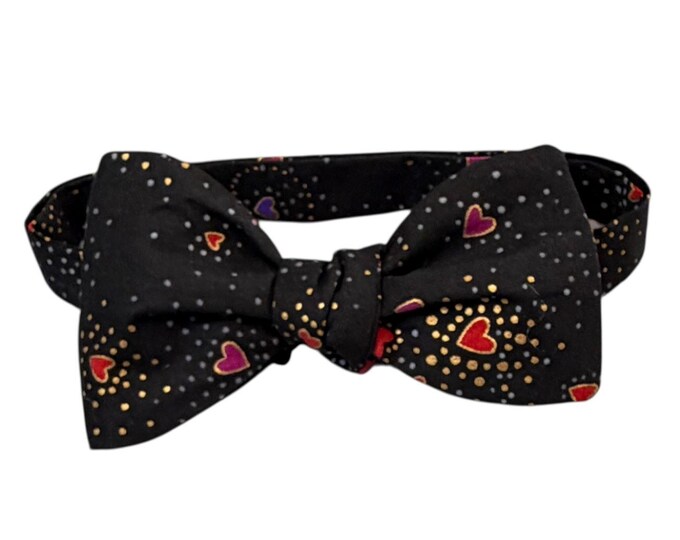 Self-tie or Pretied Bow Tie - Valentine Sweethearts Prom Night- Adult Men's Sizing - Handcrafted in the USA