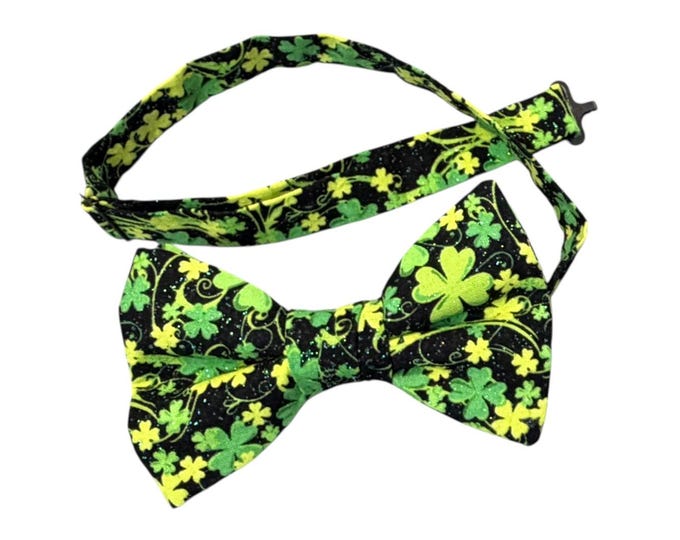 Handmade Pretied Bow Tie -   Green St. Patrick's Day - Adult Men's Sizing - Crafted in the USA