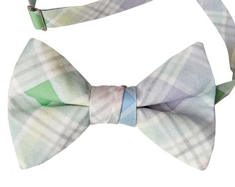 Pre-tied Bow Tie - Pastel Spring Plaid Easter Holiday Multi-Colored Celebration - Adult Men's to Baby Sizing - Crafted in the USA