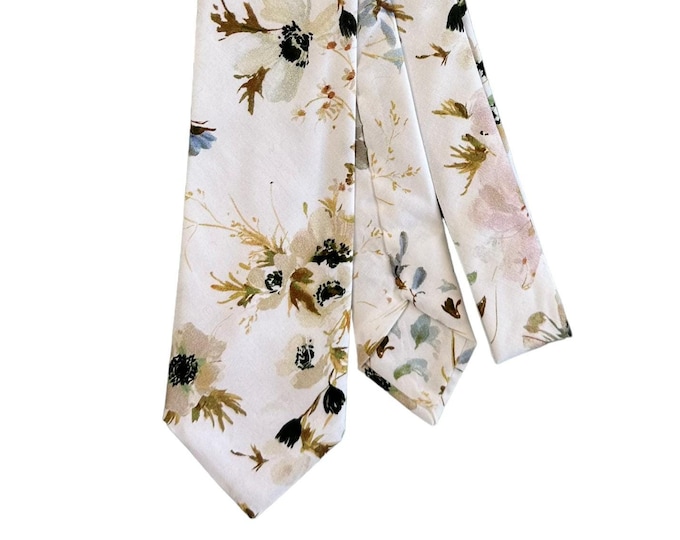 Handmade Self-tie Necktie - Vintage Multi-Colored Floral Medley - Adult Men's Sizing - Crafted in the USA