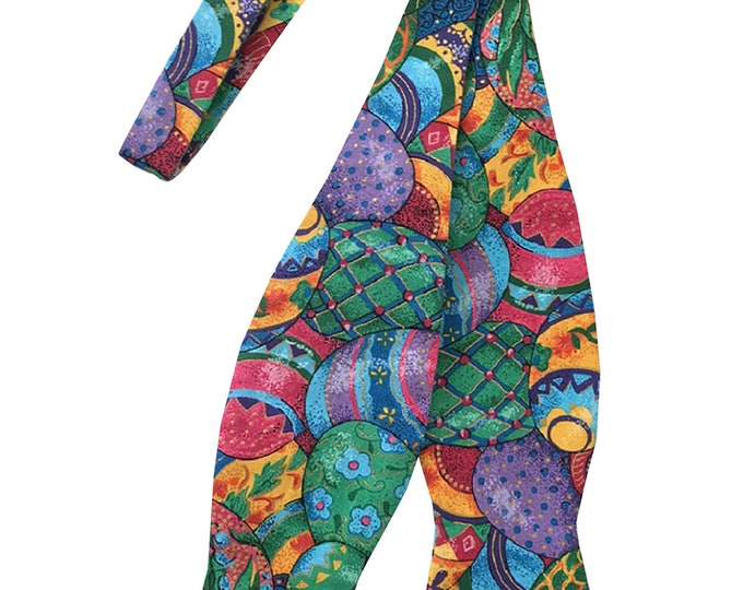 Easter Self-Tie Bow Tie - Spring Holiday Eggs  - Adult Men's Sizing - Handcrafted in the USA