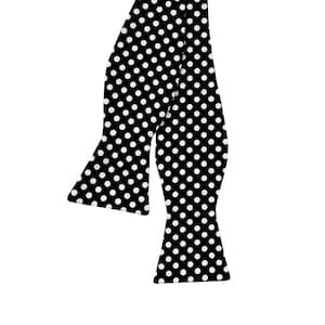 Handmade Self-Tie Bow Tie - Black with White Polka Dot Design - Adult Men&#39;s and Boys Sizing - Crafted in the USA -208.860.0879