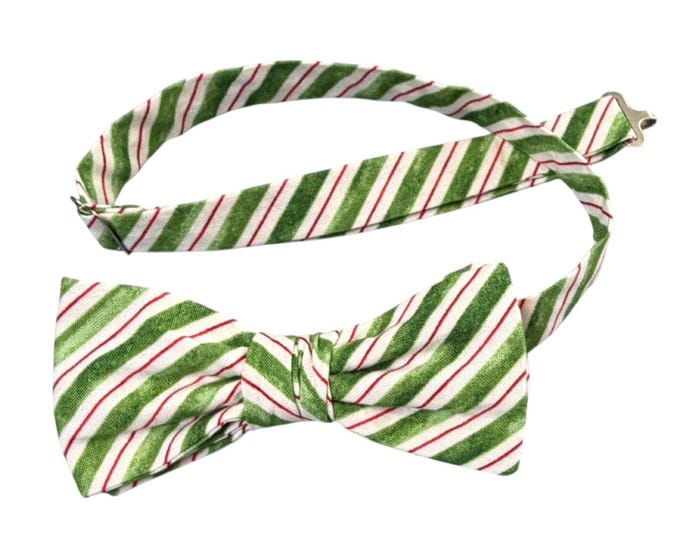 Handmade Holiday Bow Tie - Candy Cane Stripe, USA Crafted