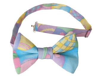 Pre-tied Bow Tie - Pastel Easter Egg Holiday - Adult Men's Sizing - Handcrafted in the USA