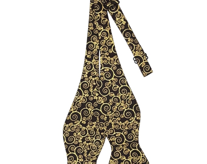 Self-tie Bow Tie - Black Gold - Wedding & Prom - Adult Men's Sizing - Handcrafted in the USA