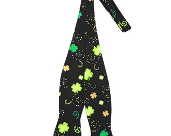 Saint Patrick's Day Self-Tie Bow Tie - Green Shamrocks - Adult Men's Sizing - Handcrafted in the USA