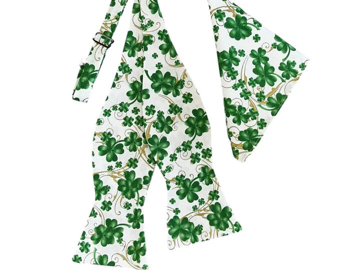Shamrock Bow Tie & Pocket Square Set – St. Patrick's Day Cotton