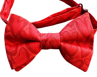 Red Hearts Valentine's Bow Tie – Men's Pretied, Crafted in USA