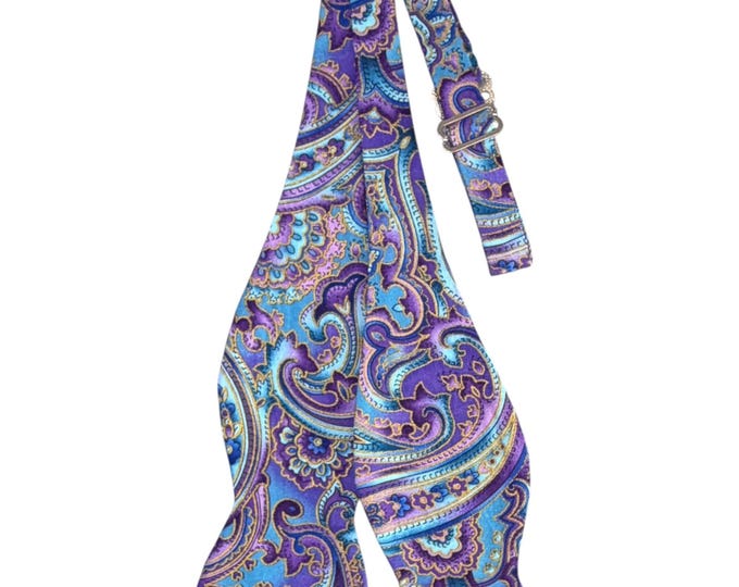 Self-Tie Bow Tie - Emperor Purple Paisley - Prom Night - Wedding - Men's Sizing - Handcrafted in the USA