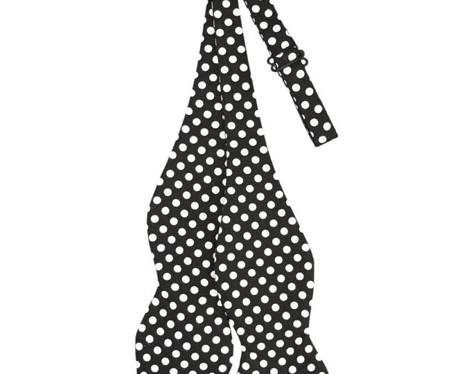 Self-tie Bow Tie - Black Polka Dot - Cotton - Adult Men's Sizing - Handcrafted in the USA