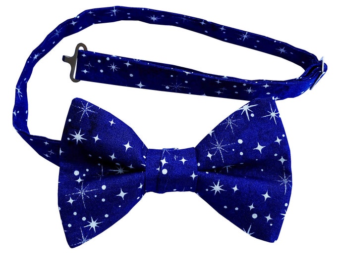 Handmade Pretied Bow Tie - Blue Stars - Mens Sizing - Crafted in the USA