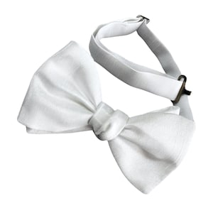 Pretied Bow Tie - White Shantung Sateen for First Holy Communion - Boys and Men&#39;s Sizing - Handcrafted in the USA