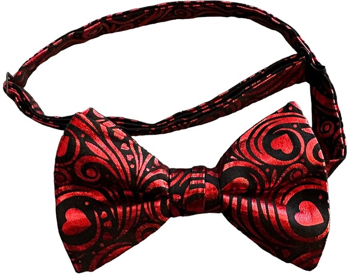 Men's Valentine's Day Bow Tie – Red Foil Hearts, USA Made