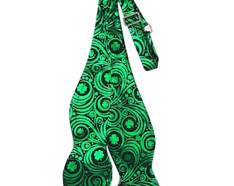 St. Patrick's Day Self-tie Bow Tie - Green Foil Shamrocks - Cotton - Adult Men's Sizing
