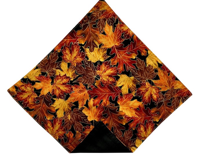 Handkerchief Pocket Square - Golden Autumn Harvest Leaves - Adult Mens to Baby Sizing - Handcrafted in the USA