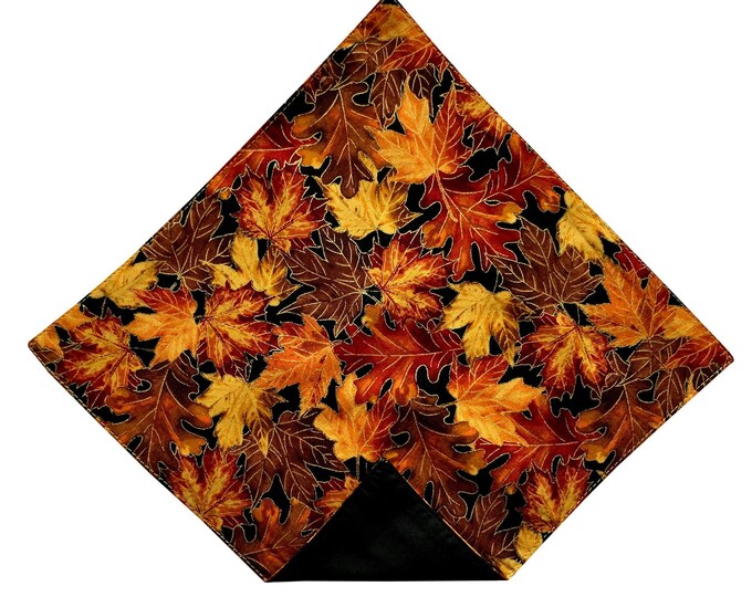 Handkerchief Pocket Square - Golden Autumn Harvest Leaves - Adult Mens Sizing - Handcrafted in the USA