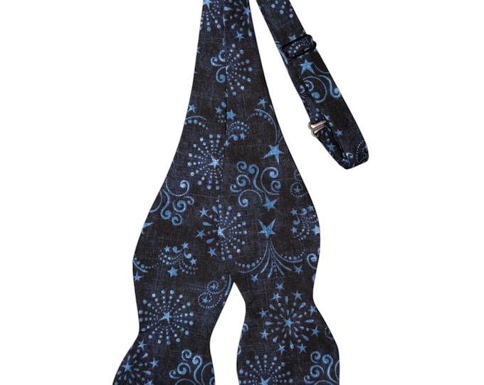 Patriotic Self-Tie Bow Tie - Fourth of July Firework - Cotton - Adult Men's Sizing