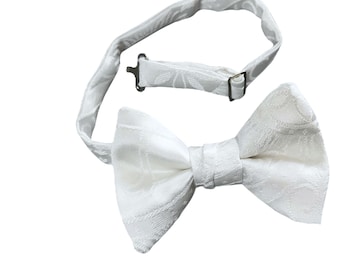 Boys Bow Tie - White Clergy Religious Brocade for First Holy Communion - Boys and Men's Sizing - Handcrafted in the USA