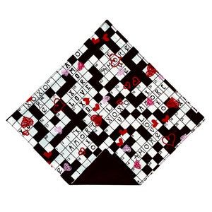 Valentine Pocket Square Sweetheart Crossword Cotton Handkerchief