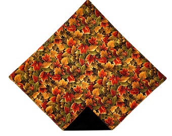 Handkerchief Pocket Square - Colorful Autumn Leaves Touched with Gold Metallic - Adult Men's and Boys Sizing - Handcrafted in the USA