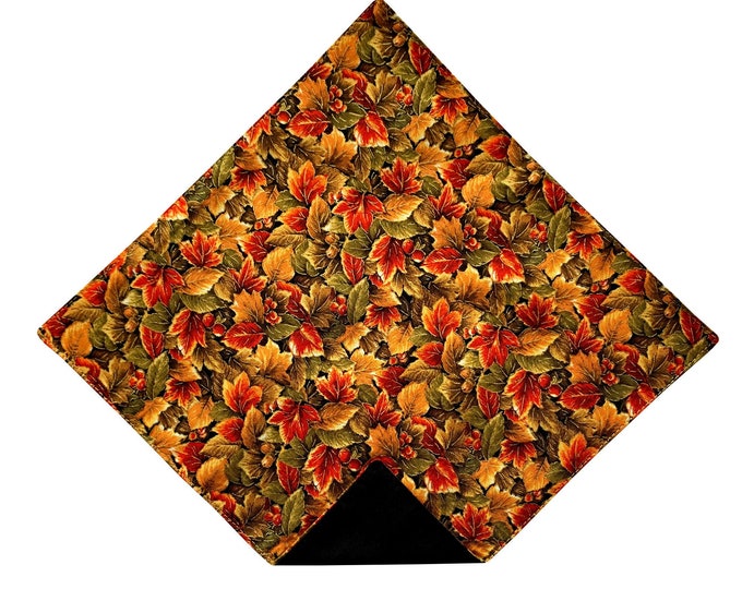 Handkerchief Pocket Square - Colorful Autumn Leaves Touched with Gold Metallic - Adult Men's Sizing - Handcrafted in the USA