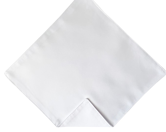 Religious Pocket Square - White Satin Handkerchief for Communion - Baby to Adult Men's Sizing - Handcrafted in the USA