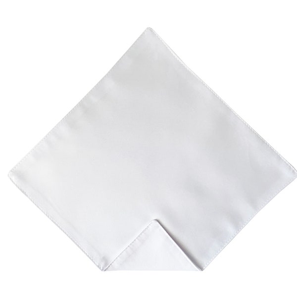 Religious Pocket Square - White Satin Handkerchief for Communion - Baby to Adult Men's Sizing - Handcrafted in the USA