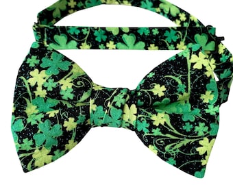 Handmade Pretied Bow Tie -   Green St. Patrick's Day - Adult Men's Sizing - Crafted in the USA