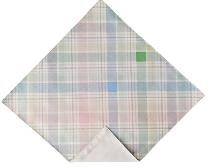 Handmade Handkerchief - Easter Holiday Multi-Colored Easter Plaid Celebration Pocket Square - Adult Sizing