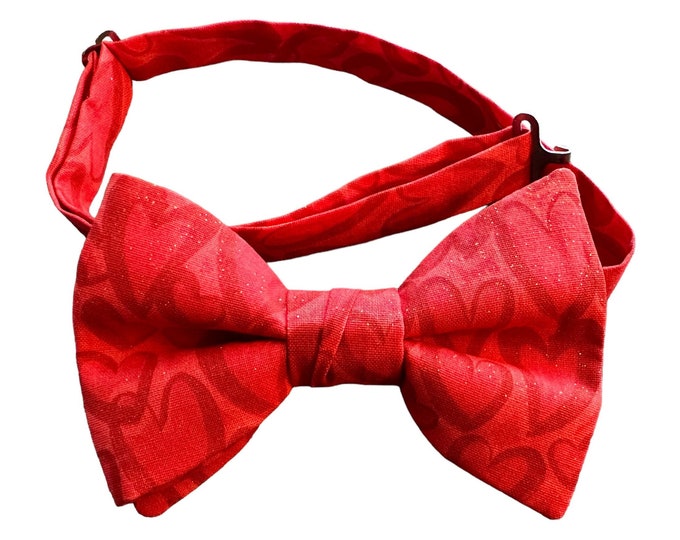 Red Hearts Valentine's Bow Tie – Men's Pretied, Crafted in USA