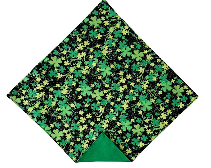 St. Patrick's Handkerchief - Black with Green Shamrocks Pocket Square - Adult Men's to  Baby Sizing - Handcrafted in the USA