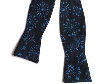 Patriotic Self-Tie Bow Tie - Fourth of July Firework - Cotton - Adult Men's Sizing