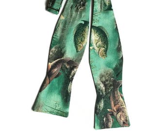 Self-Tie Bow Tie - Fishing Father's Day - Cotton - Adult Men's Sizing - Handcrafted in the USA