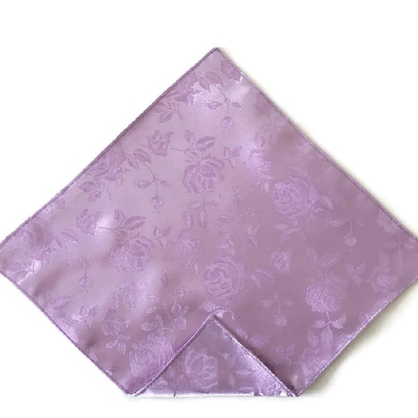 Handkerchief Pocket Square - Lavender Rose Satin Jacquard - Adult Men's to Baby Sizing - Handcrafted in the USA