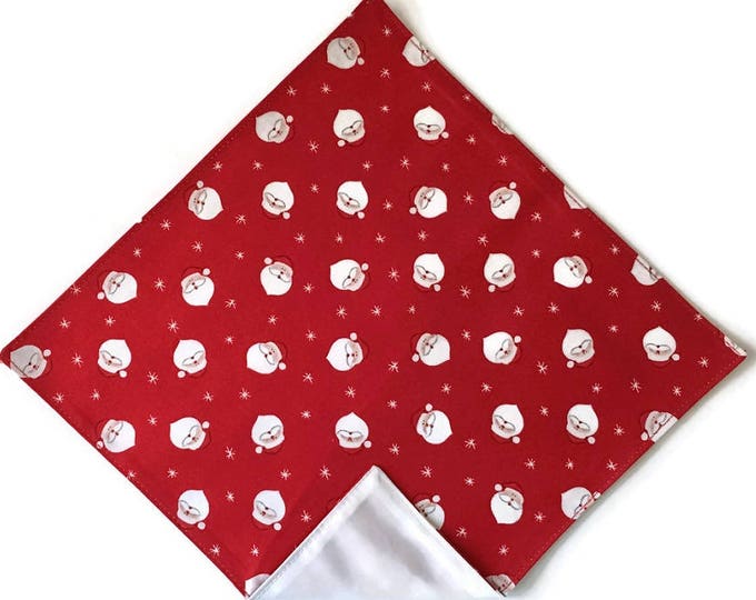Santa Claus Handkerchief - Christmas Red and White Pocket Square - Adult Men's and Boys Sizing - Handcrafted in the USA