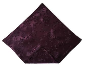 Handkerchief Pocket Square - Berry Rose Satin Jacquard - Adult Men's to Baby Sizing - Handcrafted in the USA