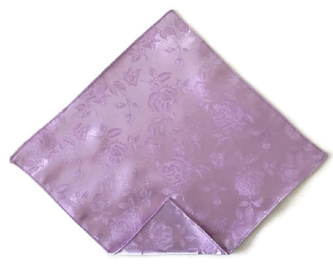 Handkerchief Pocket Square - Lavender Rose Satin Jacquard - Adult Men's to Baby Sizing - Handcrafted in the USA