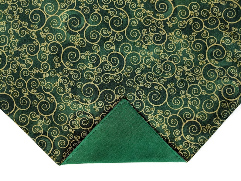 Handkerchief Pocket Square Green with Gold Metallic Swirls 100% Premium Cotton Adult Men's Sizing Handcrafted in the USA image 3