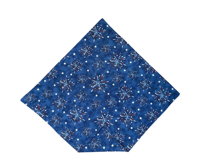 Handkerchief Pocket Square - Patriotic Fireworks - Adult Men's Sizing - Handcrafted in the USA