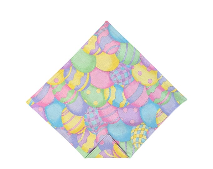 Handmade Handkerchief - Easter Holiday Multi-Colored Easter Egg Celebration Pocket Square - Adult Men's Sizing