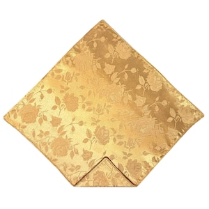 Pocket Square - Gold Rose Satin Jacquard Wedding Handkerchief - Adult Men's Sizing - Handcrafted in the USA
