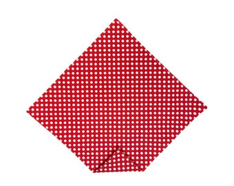 Handkerchief Pocket Square - Red & White Polka Dot - Adult Men's Sizing - Handcrafted in the USA