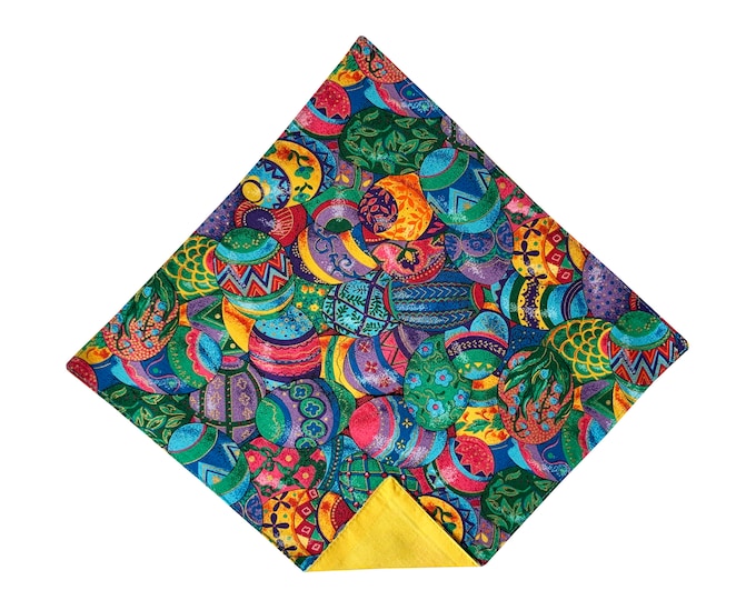 Handmade Handkerchief - Easter Holiday Multi-Colored Celebration Pocket Square - Adult Sizing - Handcrafted in the USA