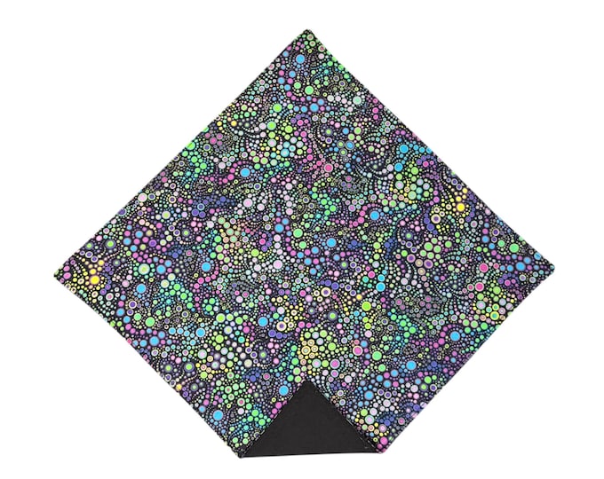 Mardi Gras Pocket Square - Multi Colored Dotted Cotton Handkerchief - Adult Sizing - Handcrafted in the USA