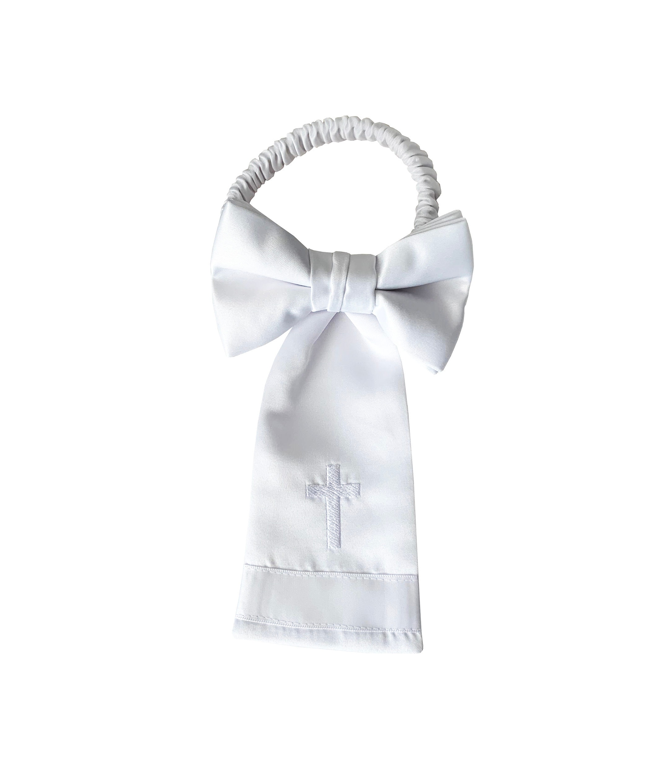 Boy's Communion Armband White Satin with Colored Embroidered